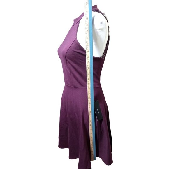 Lulu's NWT Womens Plum Purple Halter Top Lace Back Skater Dress Size Small - Picture 5 of 8